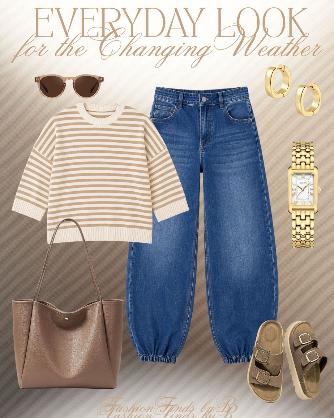 A Striped Knit with Blue Jeans for a Comfortable Transitional Outfit